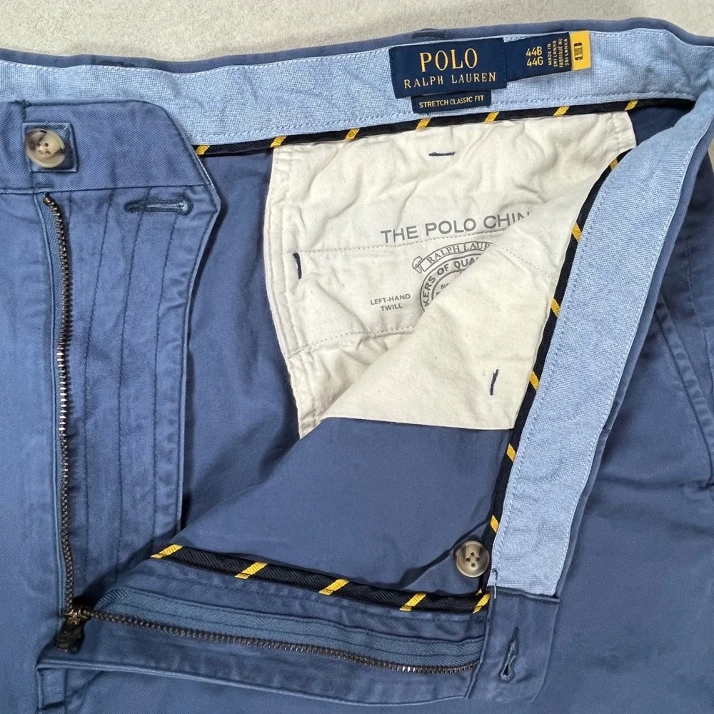 Polo Ralph Lauren Chino Shorts Mens 44 Blue Stretch Classic Fit Twill Flat Front
